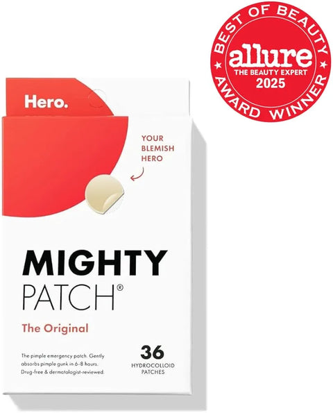 Mighty Patch Original Patch from Hero Cosmetics - #1 Hydrocolloid Acne Pimple Patches for Face, Shrinking Zits & Whiteheads in 1 Use, Nighttime Spot Pimple Stickers for Face, 36 Count